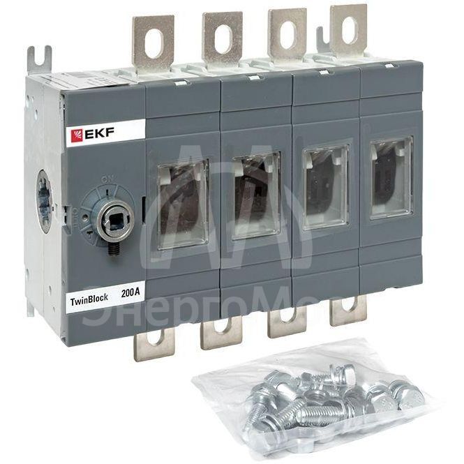 Рубильник 4п 200А без рукоятки управления TwinBlock EKF tb-s-200-4p