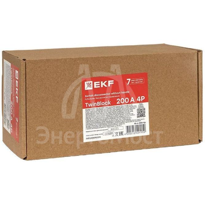 Рубильник 4п 200А без рукоятки управления TwinBlock EKF tb-s-200-4p