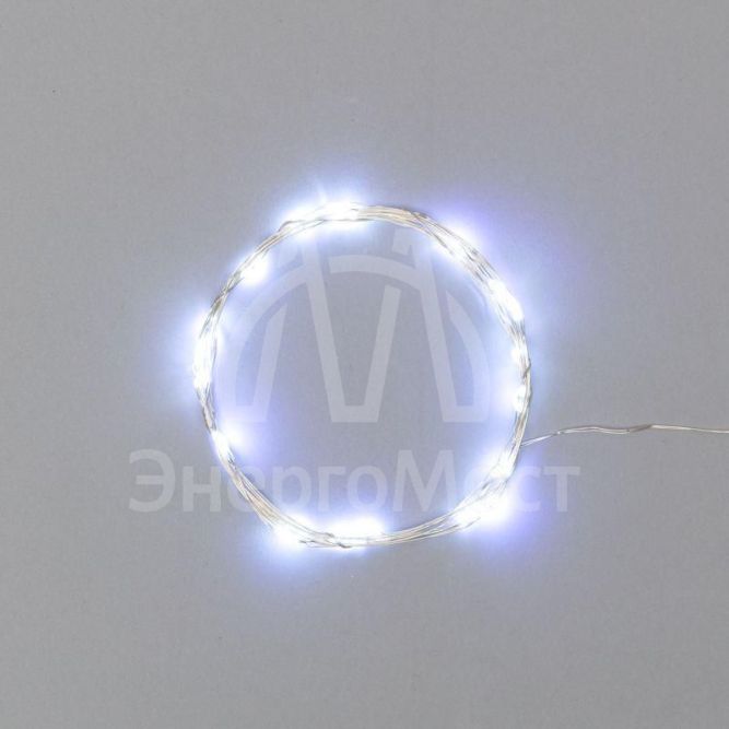 Гирлянда &amp;quot;Роса&amp;quot; (батарейки 3хААА в компл.) 2м 20LED бел. прозр. провод 2Вт 4.5В IP20 NEON-NIGHT 303-005