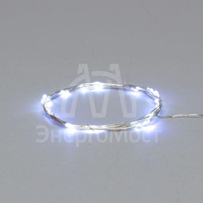 Гирлянда &amp;quot;Роса&amp;quot; (батарейки 3хААА в компл.) 2м 20LED бел. прозр. провод 2Вт 4.5В IP20 NEON-NIGHT 303-005