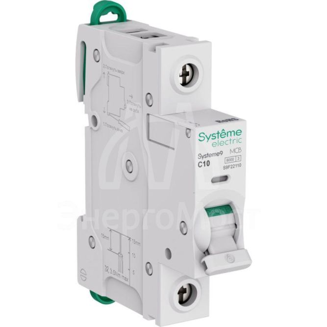 Выключатель автоматический модульный 1п C 10А 6кА АВ Systeme9 230В SE S9F22110