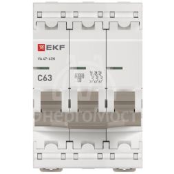 Выключатель автоматический модульный 3п 63А C 4.5кА ВА 47-63N PROxima EKF M634363C