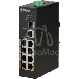 Коммутатор DH-PFS3110-8ET-96 8х100Мбит 1G 1SFP 6PoE+ 96Вт неуправляемый Dahua 1190210