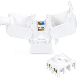 Вставка Keystone Jack RJ45 (8P8C) кат.5E KJ-RJ45-Cat.5e-180-Toolless 180град. без инструмента Toolless бел. Cabeus 7963c
