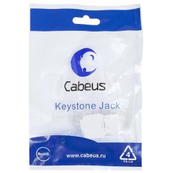 Вставка Keystone Jack RJ45 (8P8C) кат.5E KJ-RJ45-Cat.5e-180-Toolless 180град. без инструмента Toolless бел. Cabeus 7963c