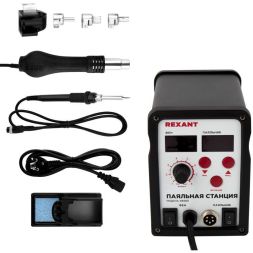 Станция паяльная (паяльник + фен) R898D 100-480град.C цифровая LED-дисплей Rexant 12-0721