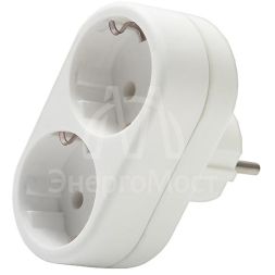 Разветвитель 2-м плоский с заземл. 16А 3500Вт 250В бел. DОМТОК 2653