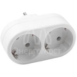 Разветвитель 2-м плоский с заземл. 16А 3500Вт 250В бел. DОМТОК 2653