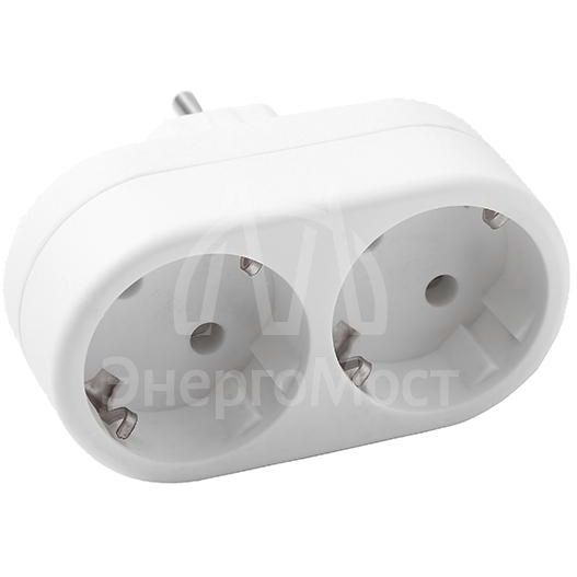 Разветвитель 2-м плоский с заземл. 16А 3500Вт 250В бел. DОМТОК 2653