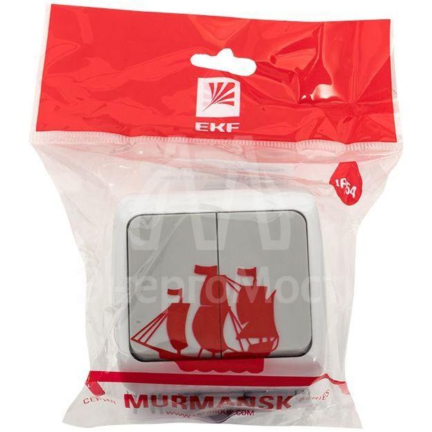 Выключатель 2-кл. ОП Мурманск 10А IP54 сер. EKF EFV10-023-30-54