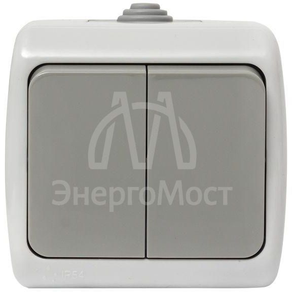 Выключатель 2-кл. ОП Мурманск 10А IP54 сер. EKF EFV10-023-30-54