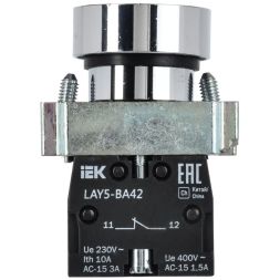 Кнопка LAY5-BA42 без подсветки красн. 1р IEK BBT61-BA-K04