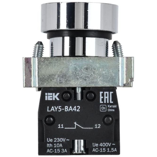 Кнопка LAY5-BA42 без подсветки красн. 1р IEK BBT61-BA-K04