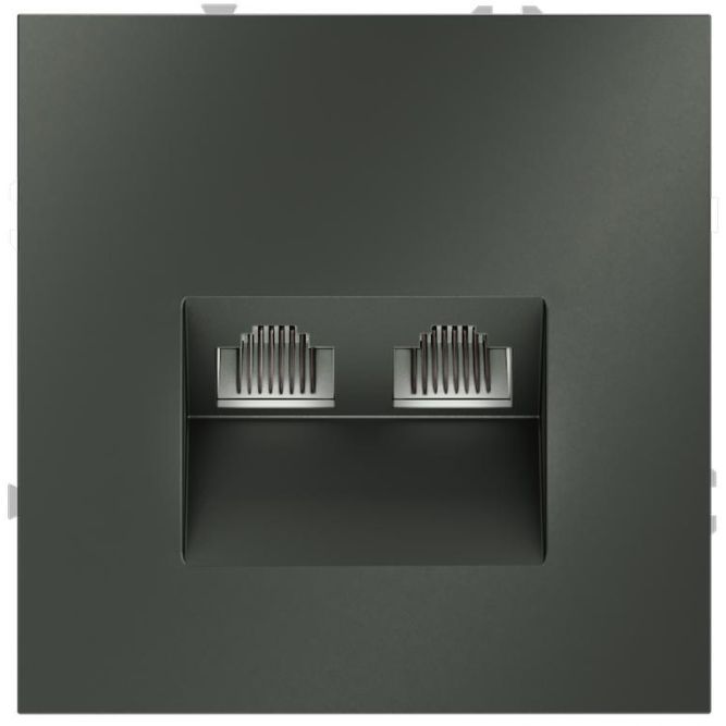 Розетка компьютерная 2-м СП S70 RJ45 + RJ45 кат.6 механизм титан Voltum VLS060206