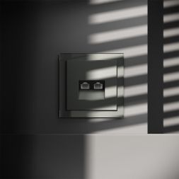 Розетка компьютерная 2-м СП S70 RJ45 + RJ45 кат.6 механизм титан Voltum VLS060206