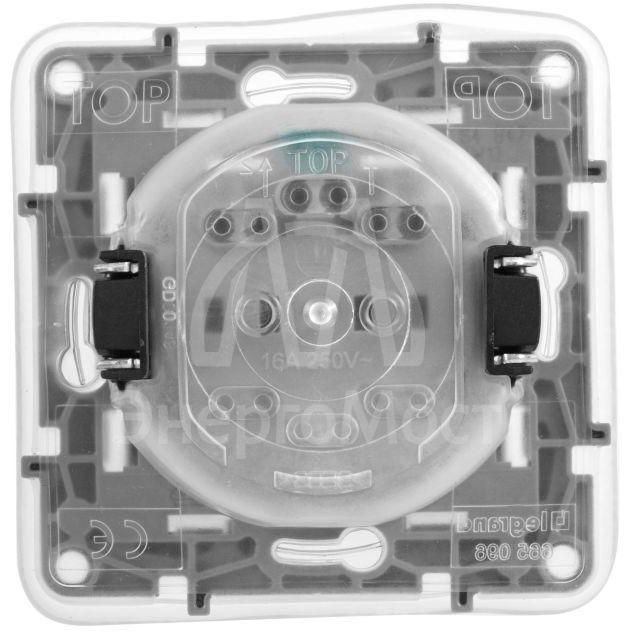 Механизм розетки 1-м СП Etika 2К+З 16А IP44 защ. шторки с заземл. с защ. крышкой безвинт. зажимы сл. кость Leg 672332