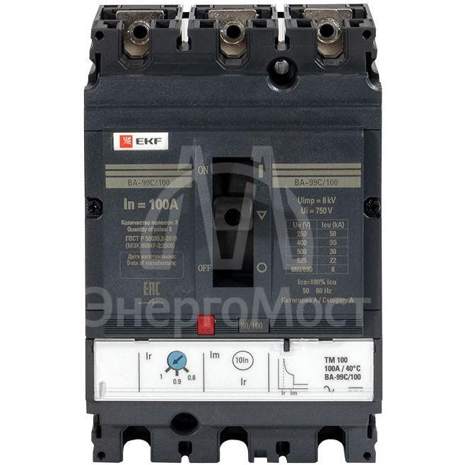 Выключатель автоматический 3п 100/100А 36кА ВА-99C Compact NS PROxima EKF mccb99C-100-100