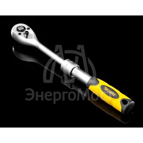 Ключ телескопический трещоточный 1/4 162-210мм CrV двухкомпонентн. рукоятка Kranz KR-12-8413