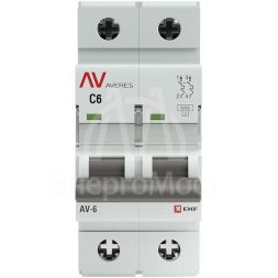 Выключатель автоматический модульный 2п C 6А 6кА AV-6 AVERES EKF mcb6-2-06C-av