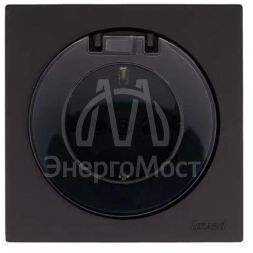 Розетка 1-м СП OSEN с заземл. с крышкой ПБТ механизм черн. бархат LEZARD 743-4288-123B