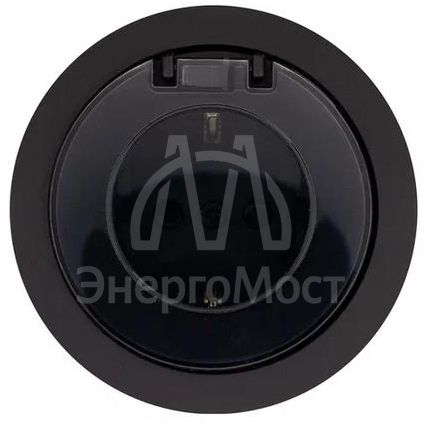 Розетка 1-м СП OSEN с заземл. с крышкой ПБТ механизм черн. бархат LEZARD 743-4288-123B