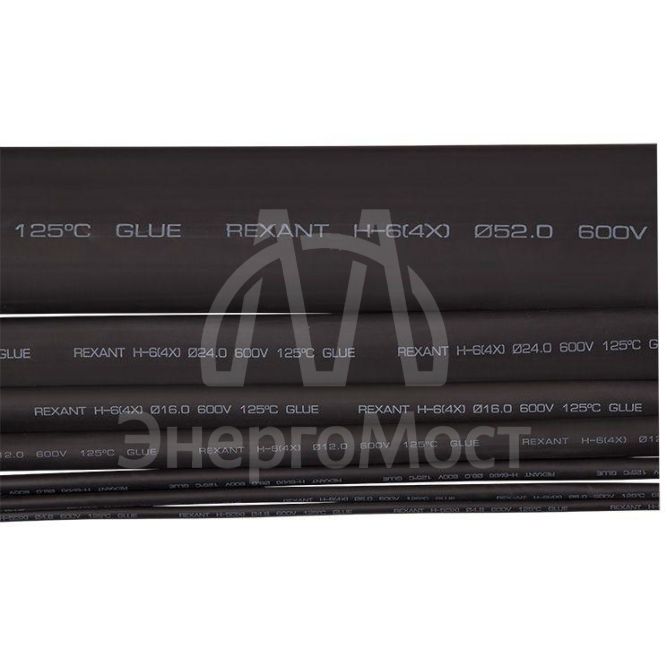 Трубка термоусадочная 24.0/6.0 с клеем (4:1) 1м черн. Rexant 23-2406