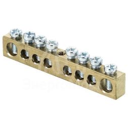 Шина PEN &amp;quot;ноль-земля&amp;quot; 6х9 8 отвер. латунь крепеж по центру PROxima EKF sn0-63-08