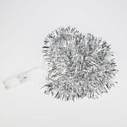 Гирлянда светодиодная &amp;quot;Мишура&amp;quot; серебр. 1.5м 10LED бел. провод прозр. 2хAA (батарейки не в комплекте) Neon-Night 304-011