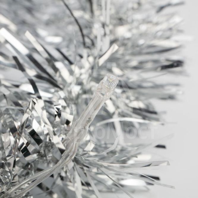 Гирлянда светодиодная &amp;quot;Мишура&amp;quot; серебр. 1.5м 10LED бел. провод прозр. 2хAA (батарейки не в комплекте) Neon-Night 304-011