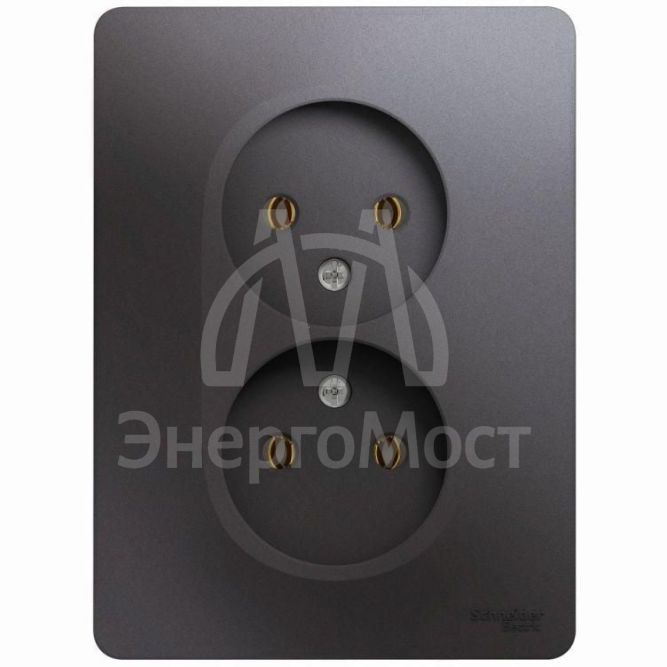 Розетка 2-м СП Glossa 16А IP20 без заземл. в сборе графит SchE GSL001320