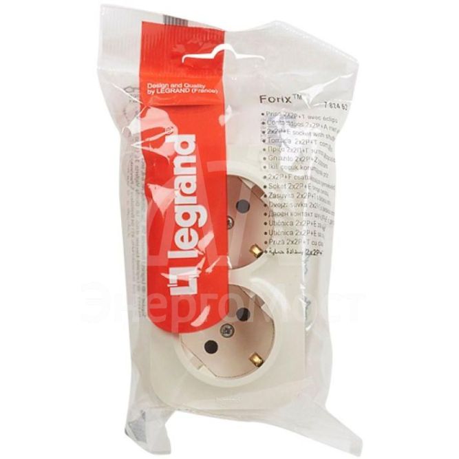 Розетка 2-м ОП Quteo 16А защ. шторки с заземл. сл. кость Leg 782253