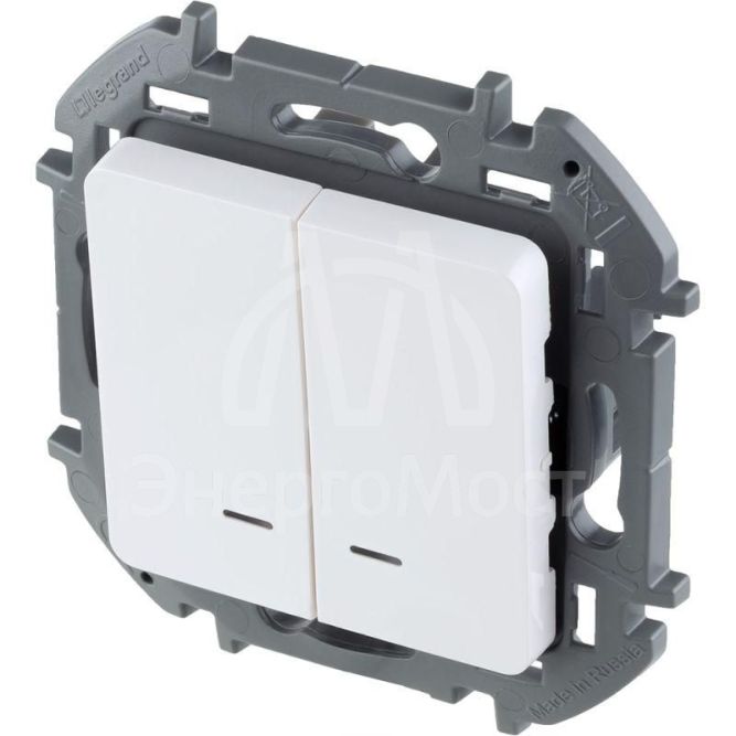 Выключатель 2-кл. Inspiria 250В 10AX с подсветкой / индикацией бел. Leg 673630