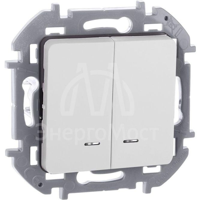 Выключатель 2-кл. Inspiria 250В 10AX с подсветкой / индикацией бел. Leg 673630