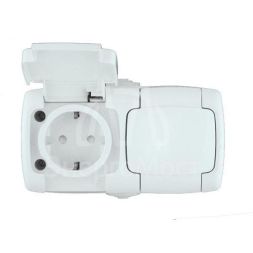 Розетка 2-м ОП Рондо 16А IP44 250В с защ. крышкой защ. шторки с заземл. бел. SchE RA16-227B-BI