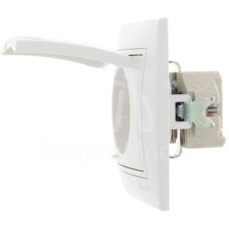 Розетка 1-м СП Мира с защ. крышкой керам. с заземл. бел./бел. LEZARD 701-0202-123