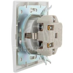 Розетка 1-м СП Мира с защ. крышкой керам. с заземл. бел./бел. LEZARD 701-0202-123