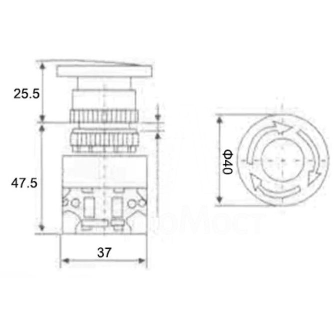 Выключатель-кнопка 10А d22 аварийная остановка красн. Rexant 36-3553
