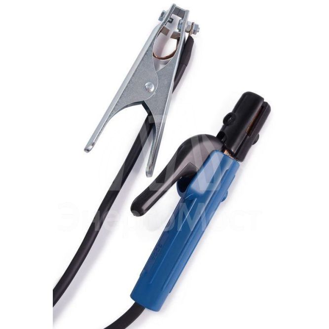 Комплект сварочных проводов КГ 1х25 с электрододержателем с клеммой для подключения к массе вилка СКР 35-50 3м Rexant 16-0777