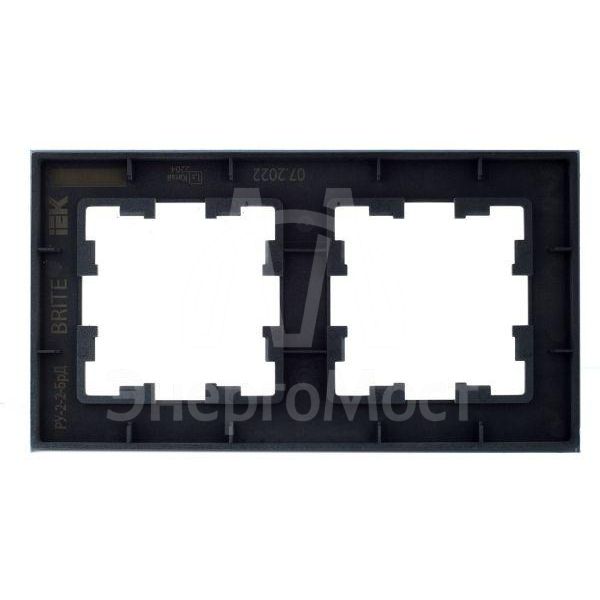 Рамка 2-м BRITE РУ-2-2-БрД стекло дым. IEK BR-M22-G-K30