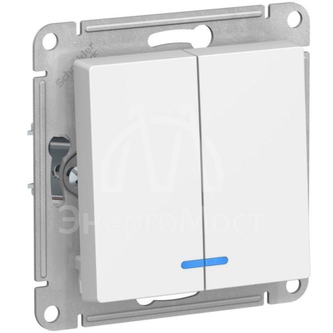 Выключатель 2-кл. AtlasDesign с подсветкой сх.5а 10АХ механизм лотос SE ATN001353