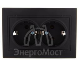 Розетка 2-м СП Мира 16А IP20 с заземл. керам. черн. бархат LEZARD 701-4242-127