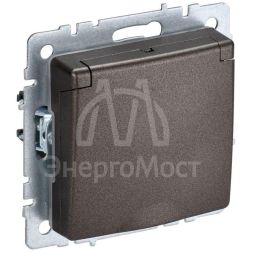 Розетка BRITE РСбш10-3-44-БрТБ 16А IP44 с заземл. защ. шторки с крышкой бронза IEK BR-R16-16-44-K45