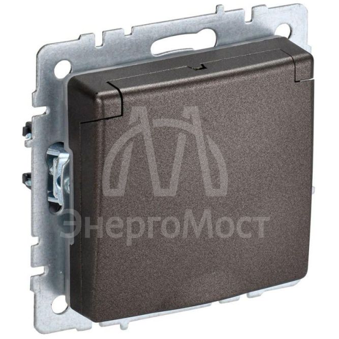 Розетка BRITE РСбш10-3-44-БрТБ 16А IP44 с заземл. защ. шторки с крышкой бронза IEK BR-R16-16-44-K45