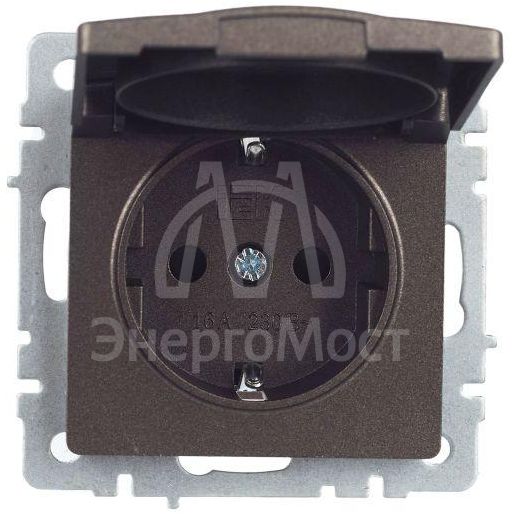 Розетка BRITE РСбш10-3-44-БрТБ 16А IP44 с заземл. защ. шторки с крышкой бронза IEK BR-R16-16-44-K45