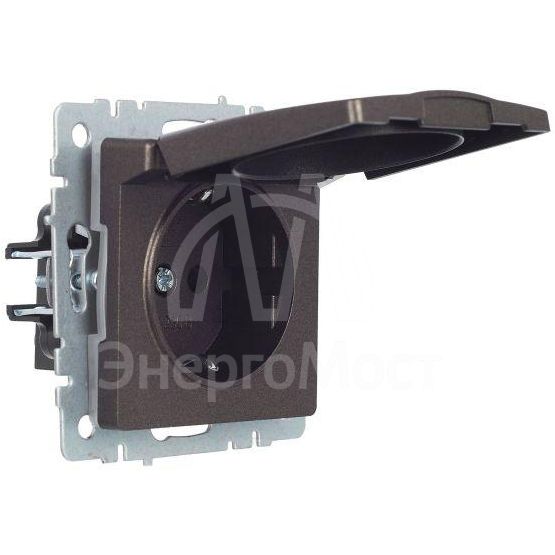 Розетка BRITE РСбш10-3-44-БрТБ 16А IP44 с заземл. защ. шторки с крышкой бронза IEK BR-R16-16-44-K45