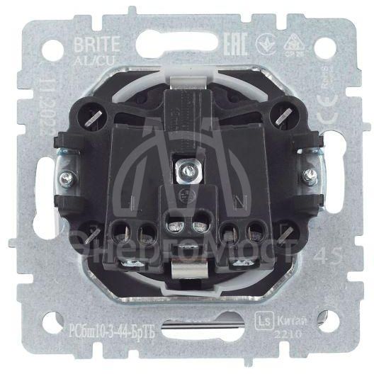 Розетка BRITE РСбш10-3-44-БрТБ 16А IP44 с заземл. защ. шторки с крышкой бронза IEK BR-R16-16-44-K45