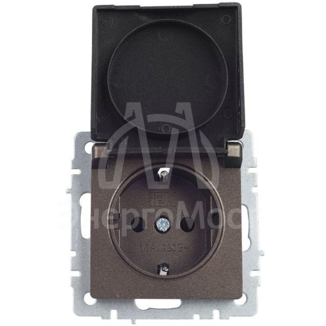 Розетка BRITE РСбш10-3-44-БрТБ 16А IP44 с заземл. защ. шторки с крышкой бронза IEK BR-R16-16-44-K45