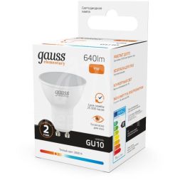 Лампа светодиодная Elementary MR16 9Вт 3000К GU10 640лм Gauss 13619