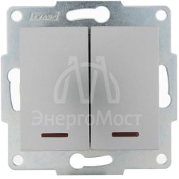 Механизм выключателя 2-кл. 1п СП Karina 10А IP20 с подсветкой мат. серебр. LEZARD 707-4388-112