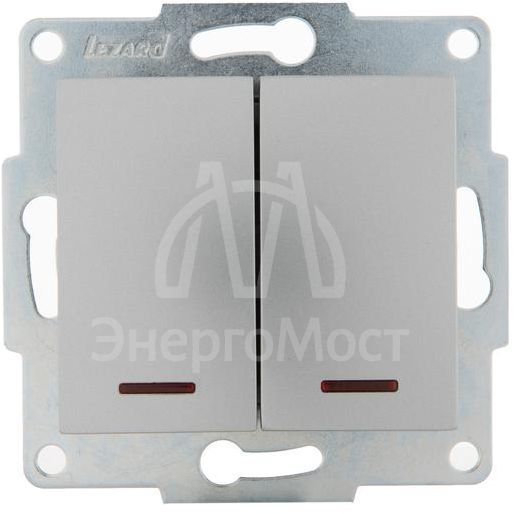 Механизм выключателя 2-кл. 1п СП Karina 10А IP20 с подсветкой мат. серебр. LEZARD 707-4388-112